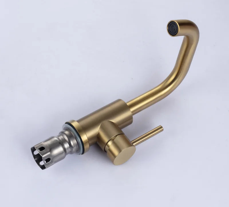 Bathroom Faucet  Brushed Gold Bathroom Basin Faucet Cold And Hot Sink Mixer Sink Tap Single Handle Deck Mounted Water Tap