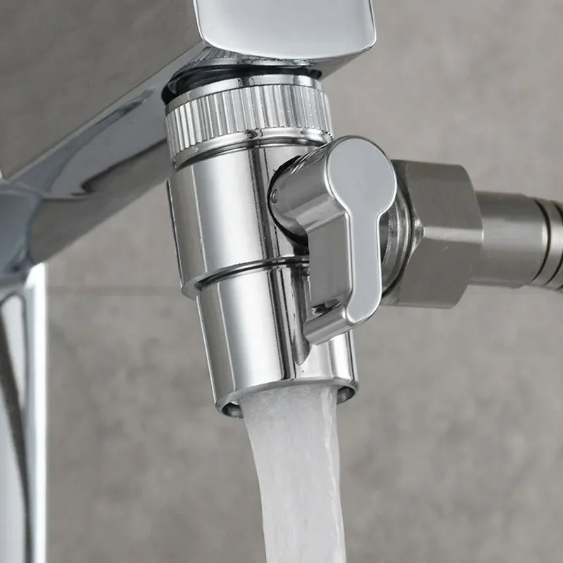 Faucet 1 in 2 Out Water Distributor Switch Shower Basin Faucet Diverter Valve External Washing Machine Water Pipe Switch Valve