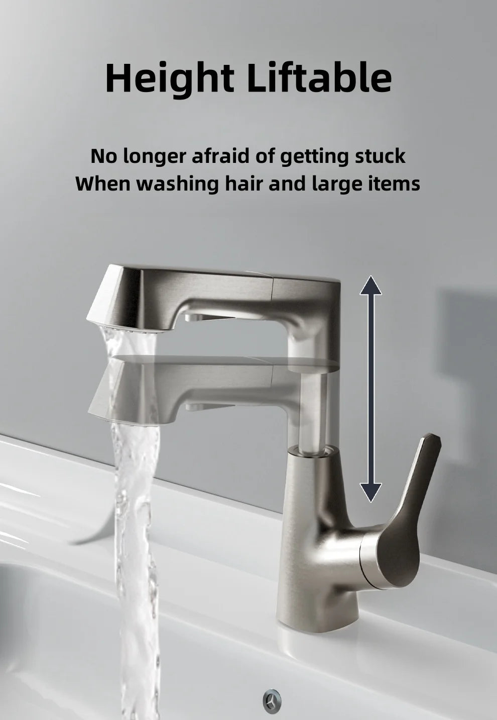Bathroom Faucet Hot Cold Water Sink Mixer Tap Basin Faucets Washbasin Pull Faucet Copper Lifting Pull Faucet Hot and Cold Water