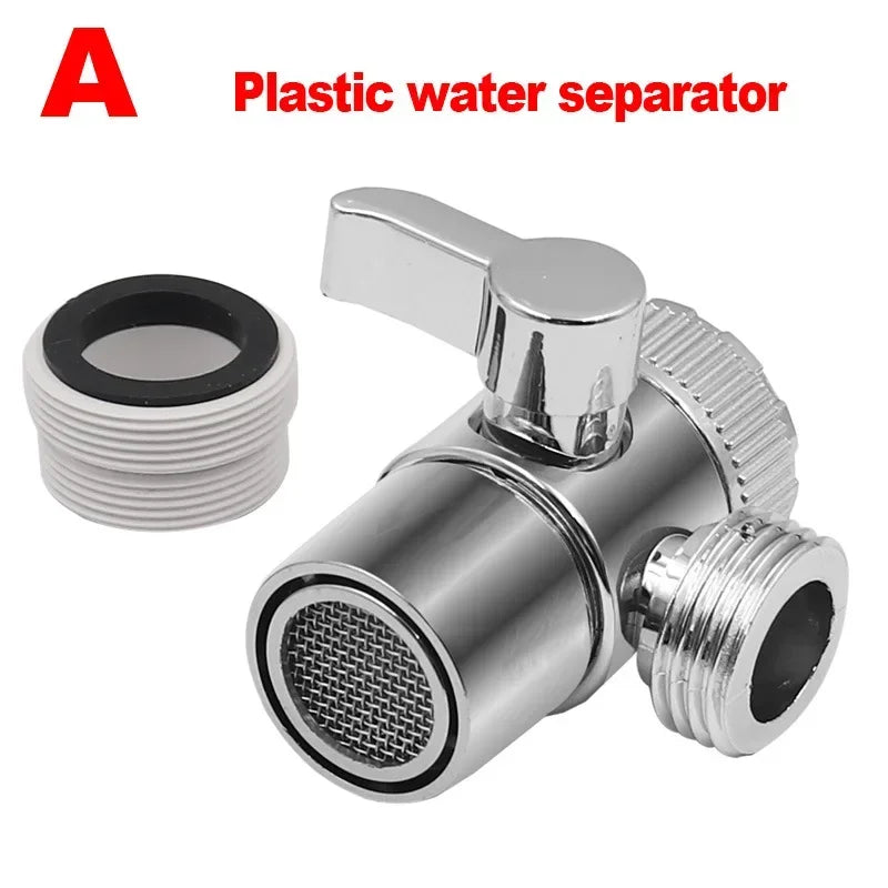 Faucet 1 in 2 Out Water Distributor Switch Shower Basin Faucet Diverter Valve External Washing Machine Water Pipe Switch Valve