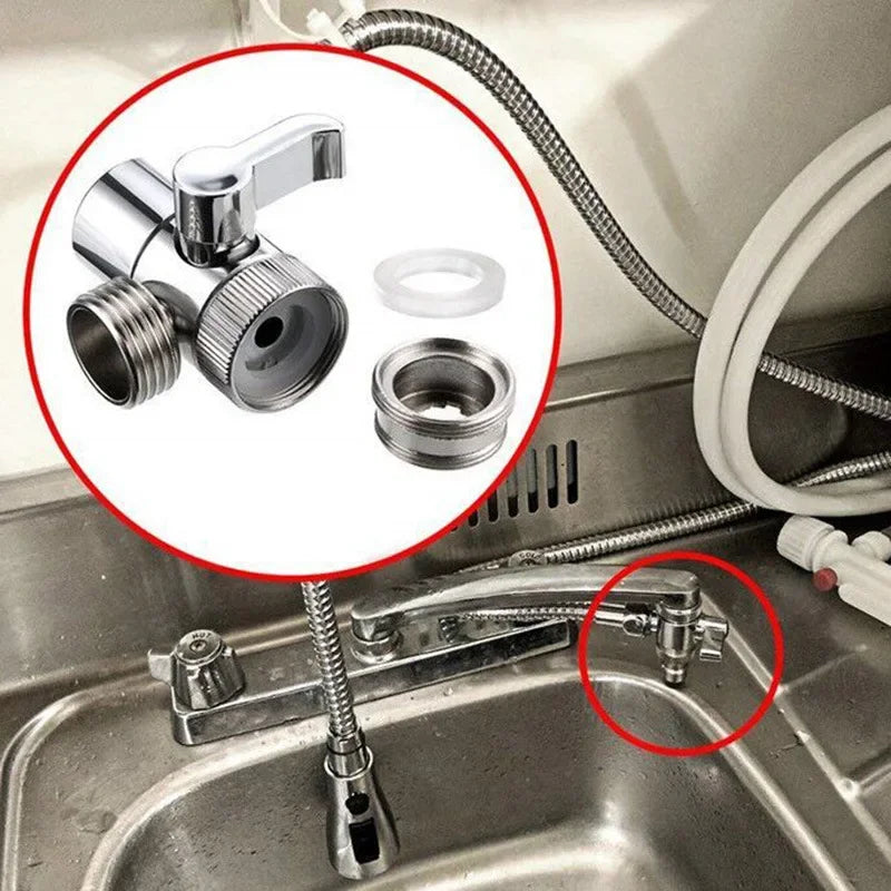 Faucet 1 in 2 Out Water Distributor Switch Shower Basin Faucet Diverter Valve External Washing Machine Water Pipe Switch Valve