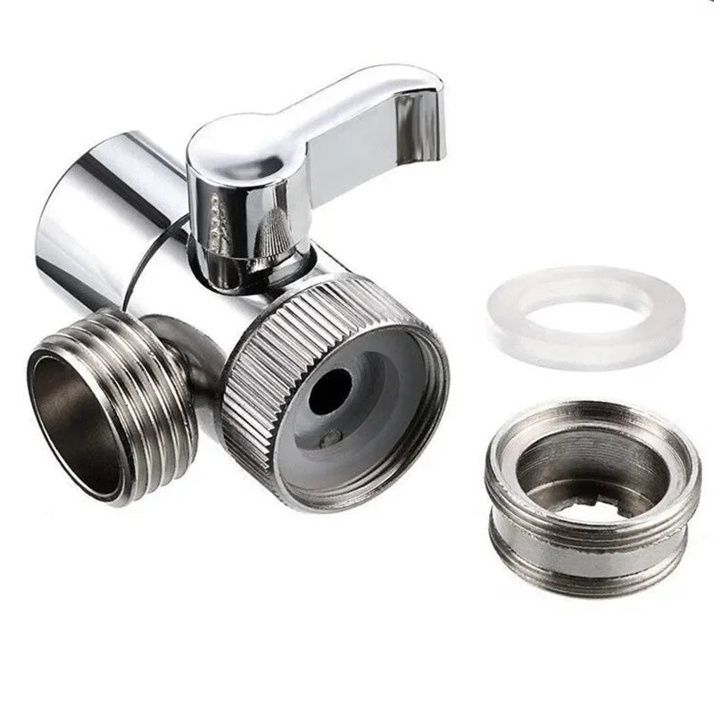 Faucet 1 in 2 Out Water Distributor Switch Shower Basin Faucet Diverter Valve External Washing Machine Water Pipe Switch Valve