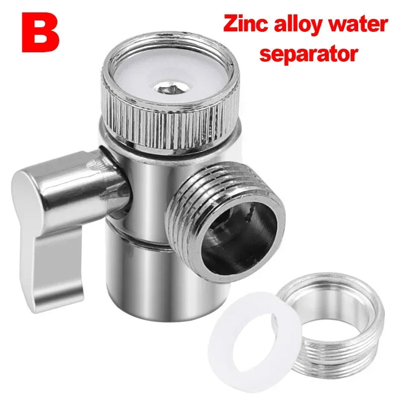Faucet 1 in 2 Out Water Distributor Switch Shower Basin Faucet Diverter Valve External Washing Machine Water Pipe Switch Valve